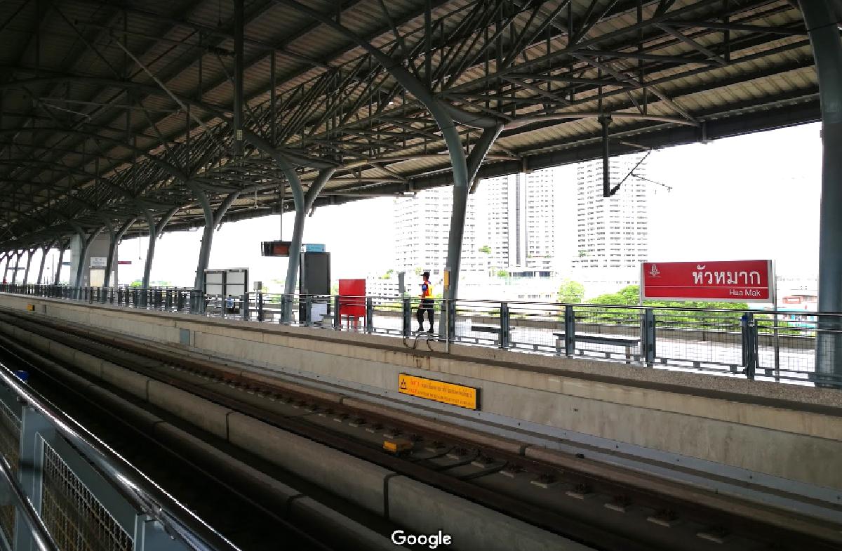 Airport Link สถานีหัวหมาก ใกล้กับสถานีรถไฟฟ้าสายสีเหลือง สถานีพัฒนาการในอนาคต