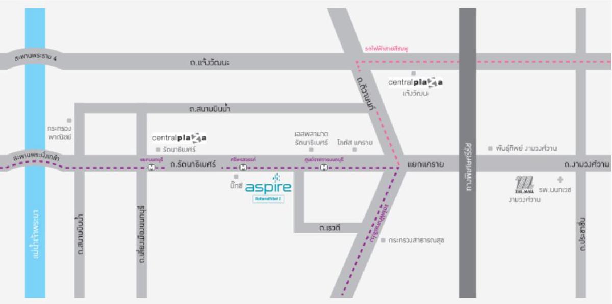 โครงการคอนโดใหม่ Aspire รัตนาธิเบศร์ 2 map