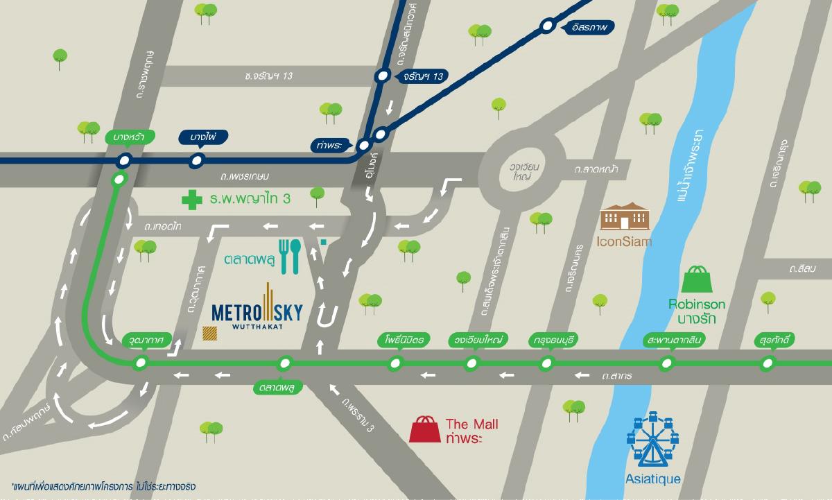 แผนที่คอนโด Metro sky วุฒากาศ