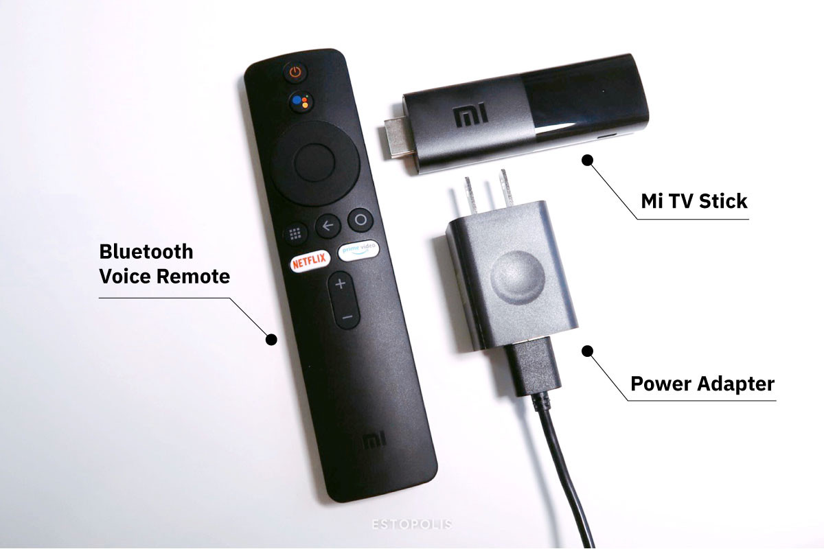 Mi TV Stick, Bluetooth Voice Remote และ Power Adapter