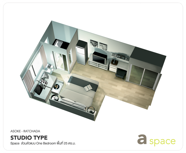 ห้องแบบ Studio คอนโด เอ สเปซ อโศก-รัชดา (a space asoke-ratchada)