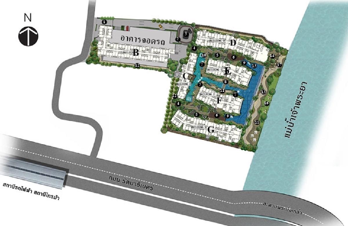 พื้นที่ส่วนกลางสไตล์รีสอร์ทของ Metro Luxe Riverfront รัตนาธิเบศร์