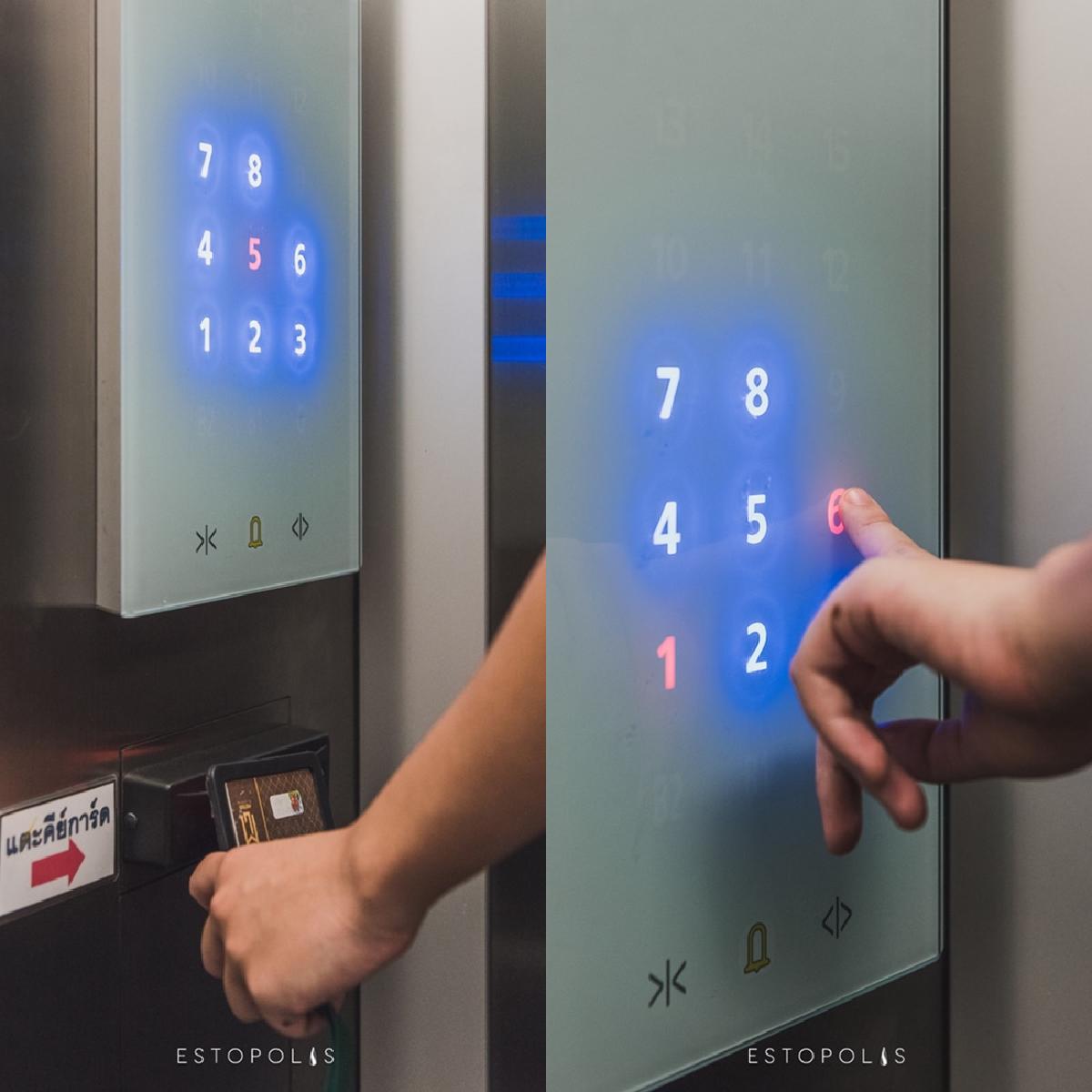 เข้า-ออกลิฟต์แบบล็อกชั้น ของ Metro Luxe Riverfront รัตนาธิเบศร์