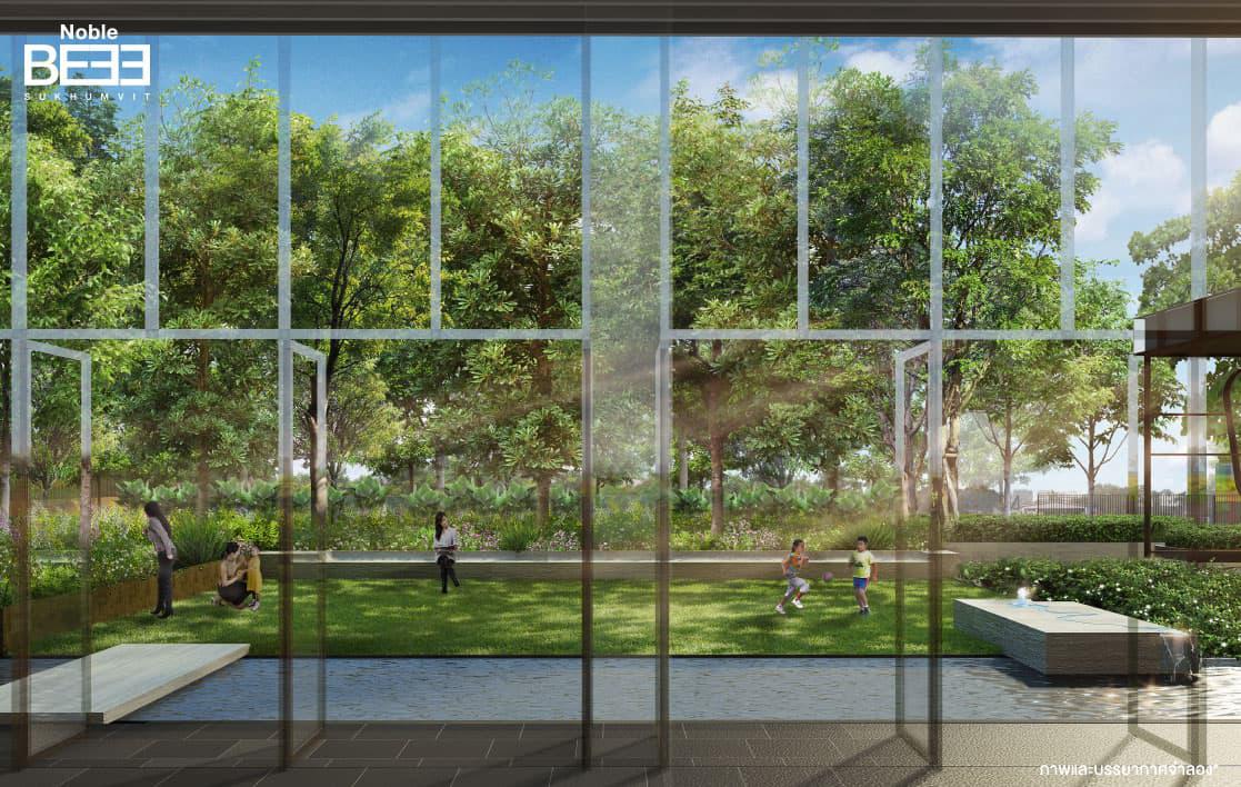 ภาพจำลองสวนกลางแจ้งของโครงการ Noble BE33 Sukhumvit (โนเบิล บีเทอร์ตี้ทรี สุขุมวิท)