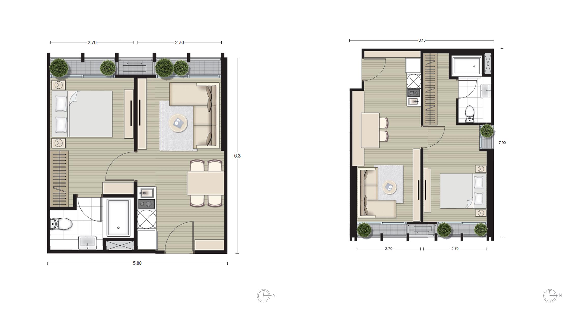 แบบ 1 ห้องนอนของโครงการ Noble BE 33 Sukhumvit (โนเบิล บีเทอร์ตี้ทรี สุขุมวิท)