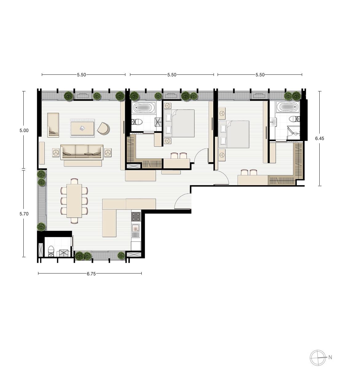 แบบแปลน Penthouse ของโครงการ Noble BE 33 Sukhumvit (โนเบิล บีเทอร์ตี้ทรี สุขุมวิท)