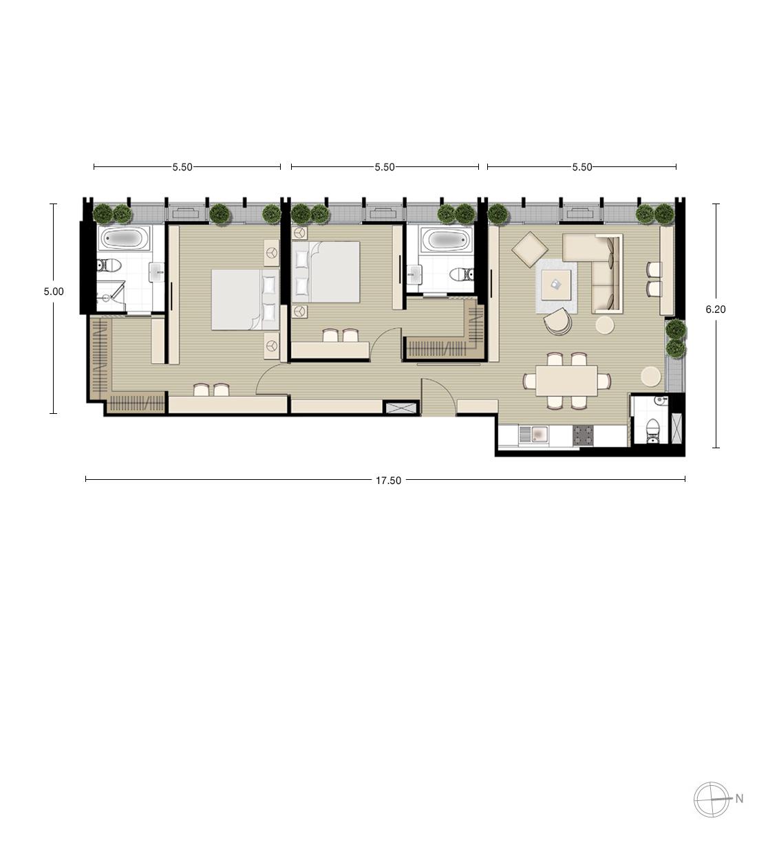 แปลนห้องแบบ Penthouse ของโครงการ Noble BE 33 Sukhumvit (โนเบิล บีเทอร์ตี้ทรี สุขุมวิท)