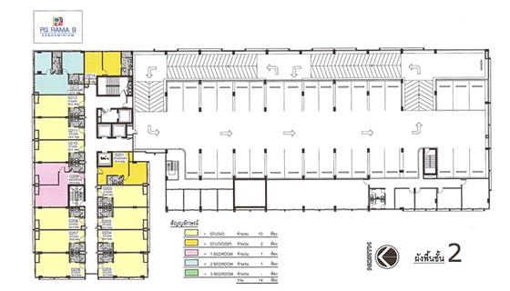 แผนผังอาคาร B ของโครงการ PG Rama 9 (พีจี พระราม 9) คอนโดพร้อมอยู่ย่านพระราม 9
