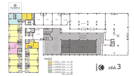แผนผังอาคาร B ของโครงการ PG Rama 9 (พีจี พระราม 9) คอนโดพร้อมอยู่ย่านพระราม 9