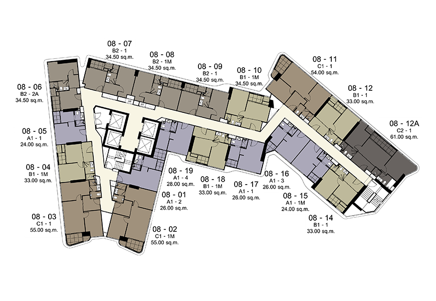แผนผัง ชั้น 8-15 ของโครงการ Ideo Mobi Asoke (ไอดีโอ โมบิ อโศก)