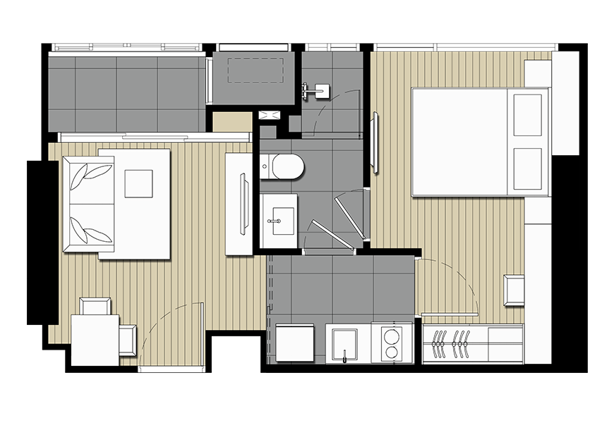 ห้องขนาด 34.50 ตร.ม. ของคอนโด Ideo Mobi Asoke (ไอดีโอ โมบิ อโศก)