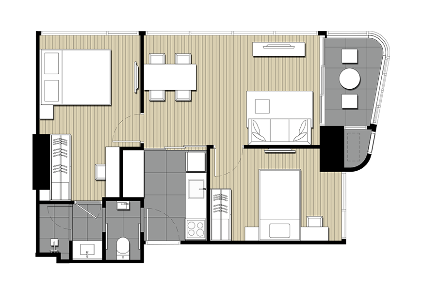 ห้องขนาด 55 ตร.ม. ของคอนโด Ideo Mobi Asoke (ไอดีโอ โมบิ อโศก)