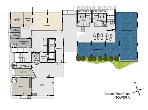 ชั้น Ground floor อาคาร A คอนโด Aspire rama 9 (แอสปาย พระราม 9)
