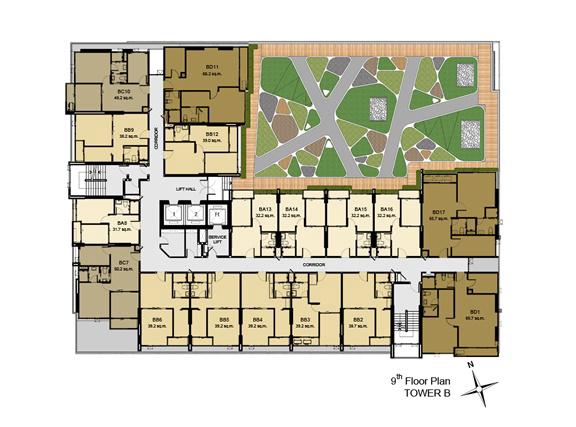 ชั้น 9 อาคาร B ของคอนโด Aspire rama 9 (แอสปาย พระราม 9)