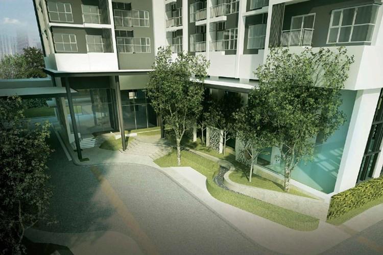 ตัวอาคารของคอนโด Aspire Rama 9 (แอสปาย พระราม 9) ออกแบบดูทันสมัย สไตล์ Modern