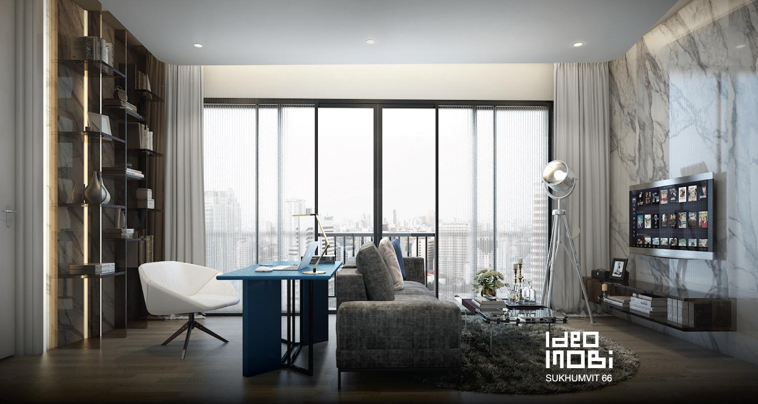 ห้องนั่งเล่นของโครงการ Ideo Mobi Sukhumvit 66 (ไอดิโอ โมบิ สุขุมวิท 66) คอนโดสุขุมวิท ติดรถไฟฟ้า