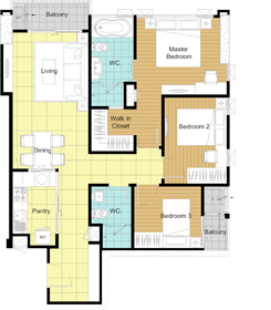 แบบห้อง คอนโดสุขุมวิท The Bloom Sukhumvit 71 (เดอะ บลูม สุขุมวิท 71)