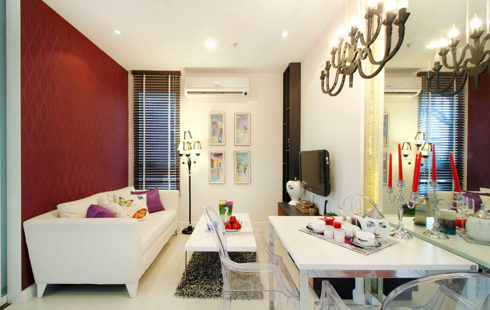 ตัวอย่างโซนห้องนั่งเล่นของห้องพักอาศัยของคอนโดสุขุมวิท The Bloom Sukhumvit 71 (เดอะ บลูม สุขุมวิท 71)