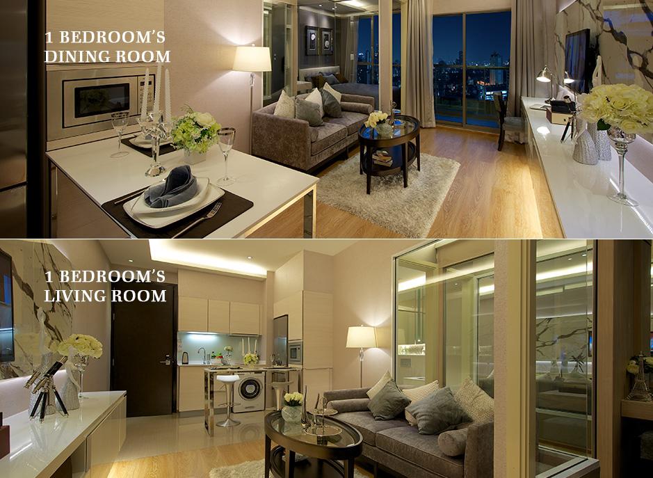 บรรยากาศห้องพักอาศัยแบบ 1 ห้องนอนของคอนโดสุขุมวิท H Sukhumvit 43 (เอช สุขุมวิท 43)