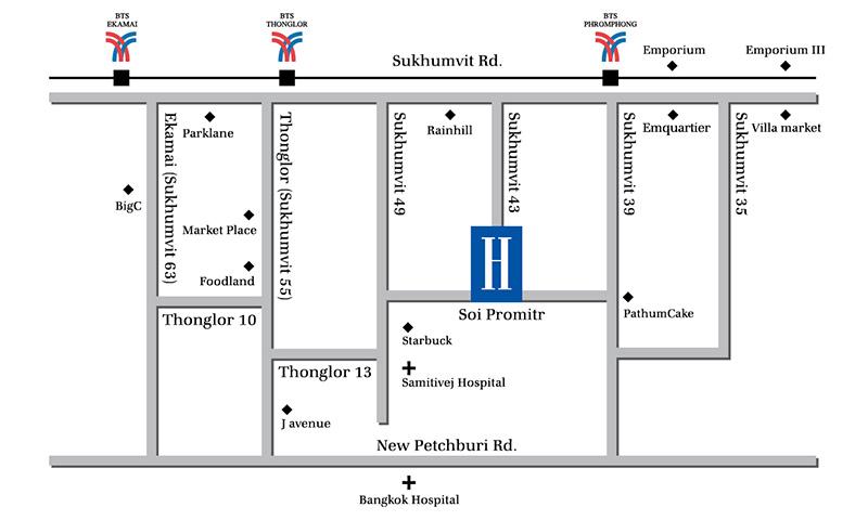 แผนที่การเดินทางสู่โครงการ H Sukhumvit 43 (เอช สุขุมวิท 43)