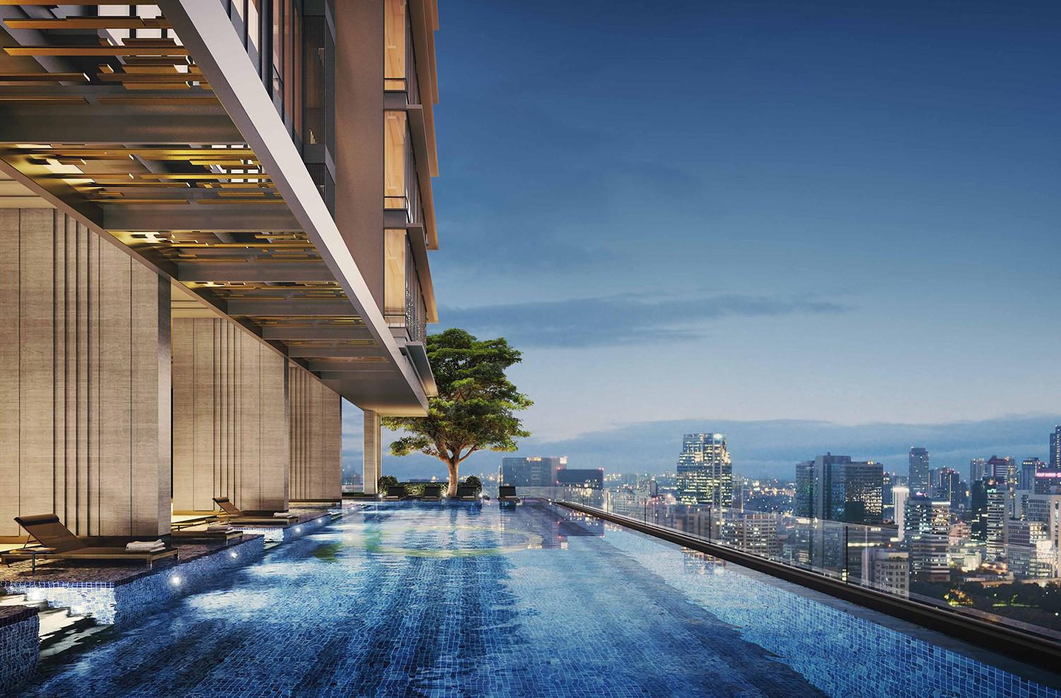 สระว่ายน้ำชั้น 9 ของคอนโด คิว สุขุมวิท (Q Sukhumvit)