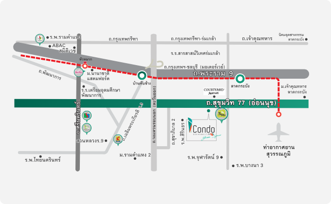 แผนที่ โครงการ iCondo Sukhumvit77 Green Space (ไอ คอนโด สุขุมวิท 77 กรีนสเปซ)