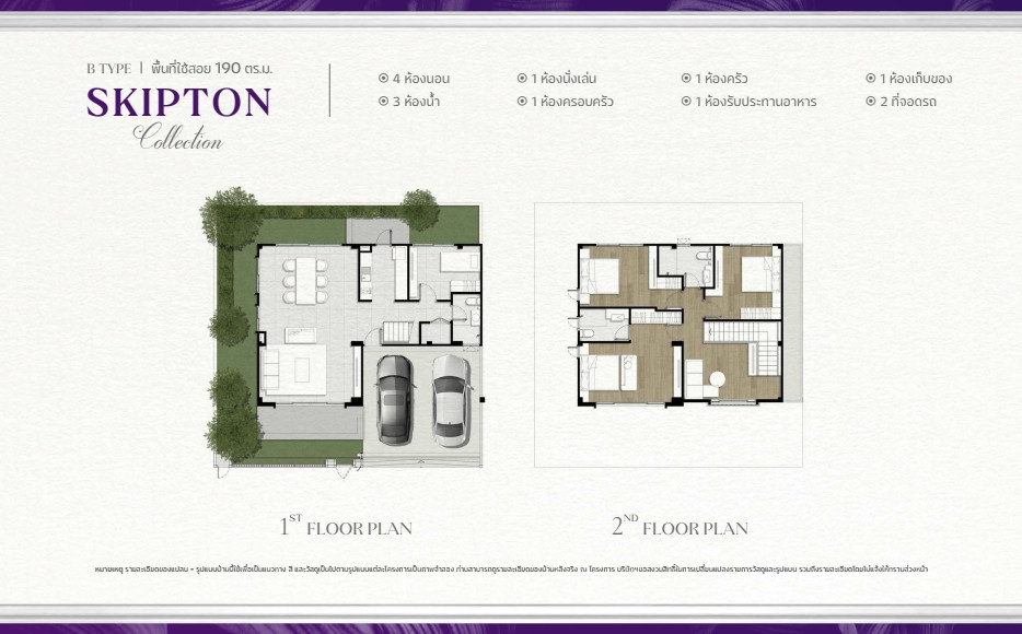 รีวิว บารานี บลิซ รังสิต คลอง 3 Baranee Bliss Rangsit Khlong 3_แปลนบ้าน Skipton พื้นที่ใช้สอย 190 ตร.ม.