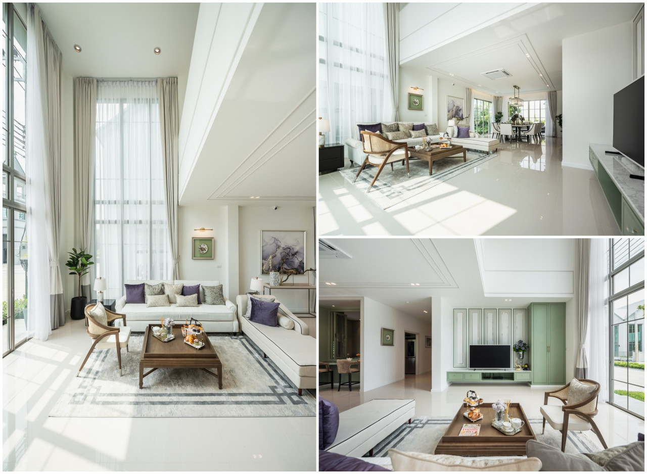 รีวิว บารานี บลิซ รังสิต คลอง 3 Baranee Bliss Rangsit Khlong 3_รีวิวแบบบ้าน Richmond Living Area ช่องรับแสงสูง 6 เมตร